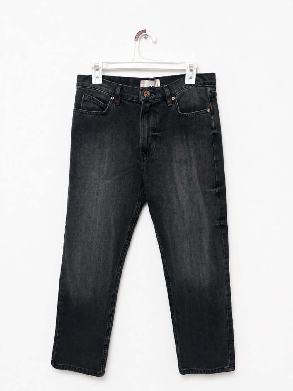 BDG Urban Outfitters 90s Straight Leg Jeans Black Wash Mid Rise Size 30 Cropped